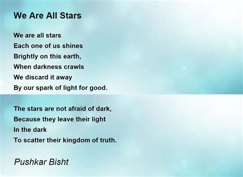 We Are All Stars By Pushkar Bisht We Are All Stars Poem