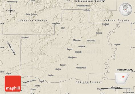Shaded Relief Map Of White County