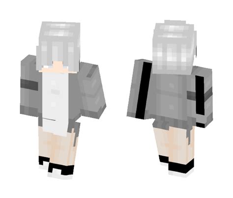 Download White Hair Grey Cardigan Minecraft Skin For Free