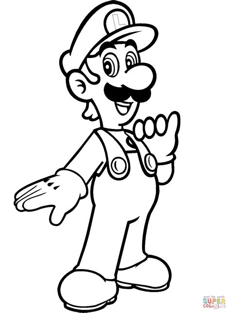 Luigi From Mario Bros Coloring Page Free Printable