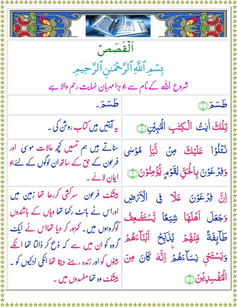 Surah Al Qasas Urdu Quran O Sunnat