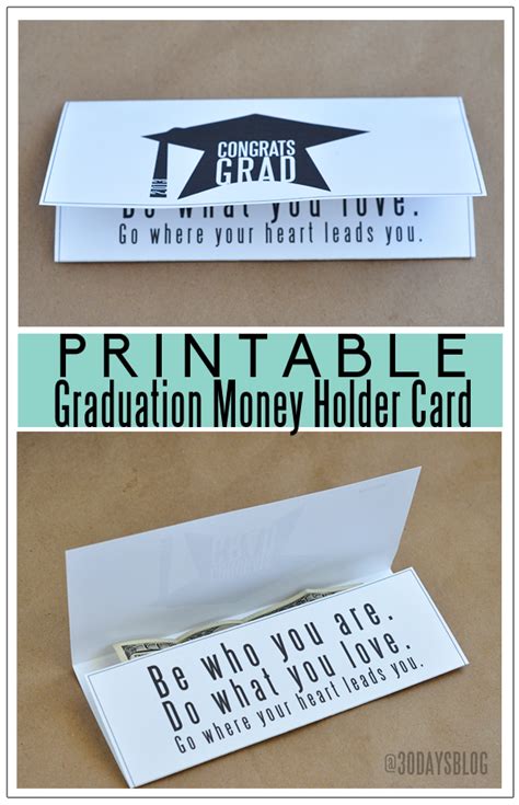 Free Printable Money Holder Graduation Card
