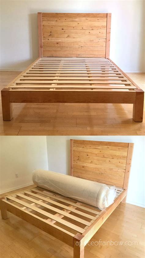 Diy Bed Frame And Wood Headboard 1500 Look For 100 Diy Bed Frame