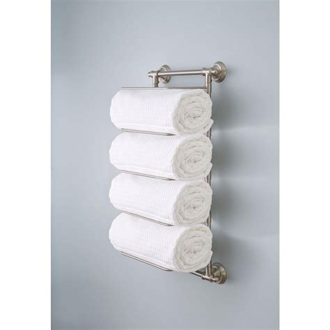 delta hospitality extensions 5 tier wall mount towel rack bath hardware accessory in brushed