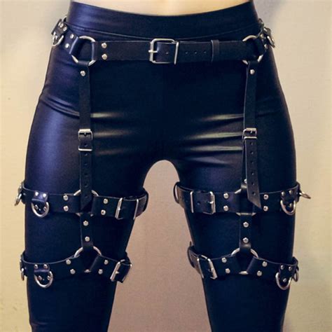 Fashion Women PU Leather Waist Garter Sexy Garters Belt Gothic Punk Bondage Lingerie Adjustable