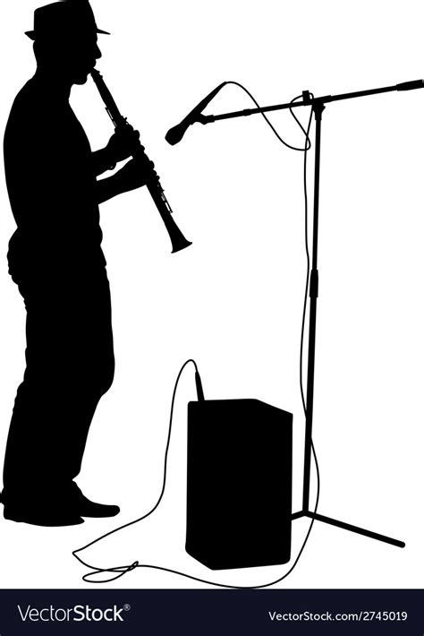 Silhouette Musician Plays Clarinet Royalty Free Vector Image