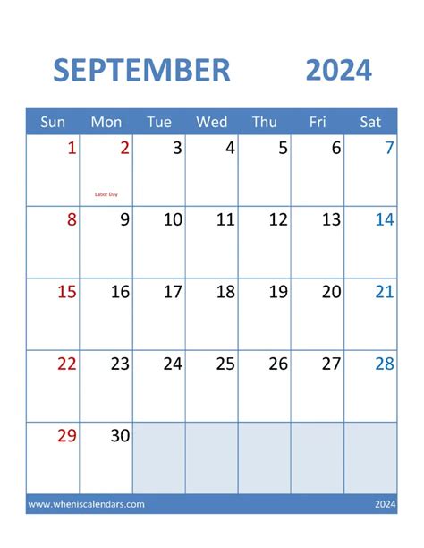 Blank Calendar September 2024 Printable Monthly Calendar