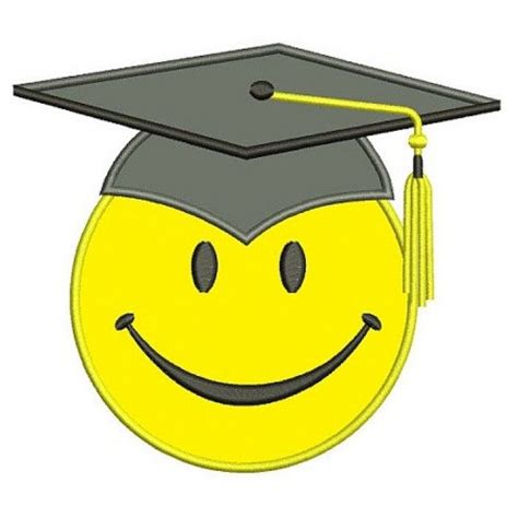 Smiley Face Graduation Applique Machine Embroidery Digitized Design