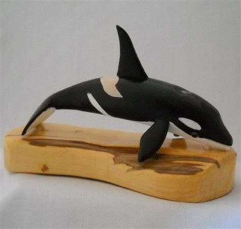 Orca Whale Wood Carving One Of A Kind Large Etsy