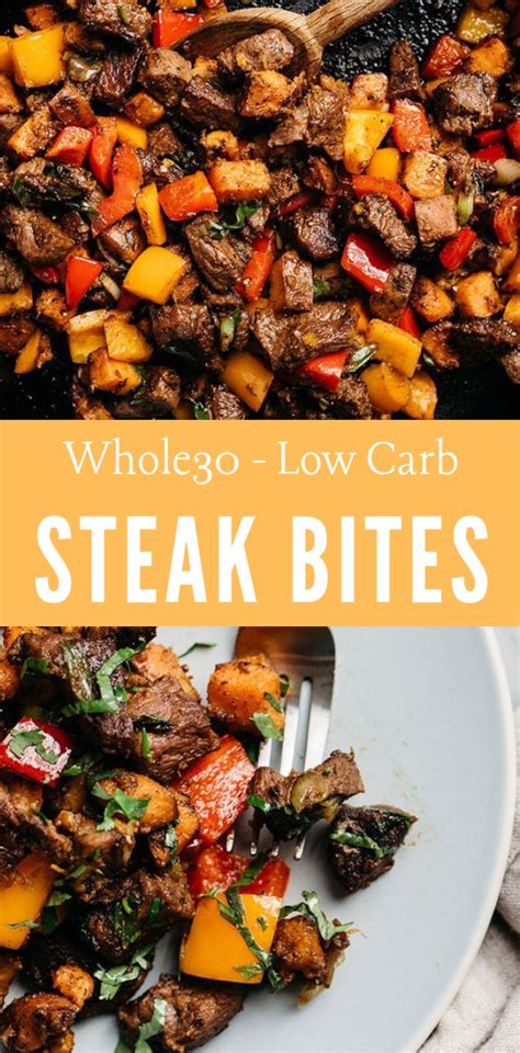 Aside from a bit of chopping, it takes only a few minutes to. WHOLE30 STEAK BITES WITH SWEET POTATOES AND PEPPERS # ...