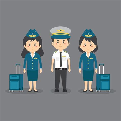 Pilot And Flight Attendant Characters 1409440 Vector Art At Vecteezy