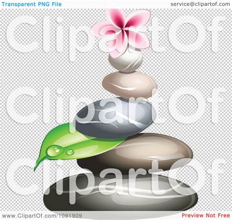 Clipart Hot Stone Massage Spa Stones With A Dewy Leaf And Frangipani Royalty Free Vector