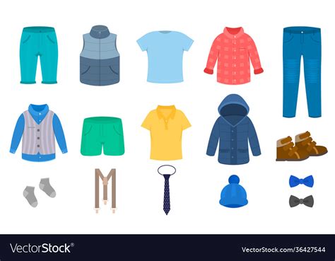 Cartoon Color Clothes Boys Icon Set Royalty Free Vector