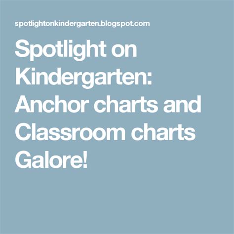 Spotlight On Kindergarten Anchor Charts And Classroom Charts Galore