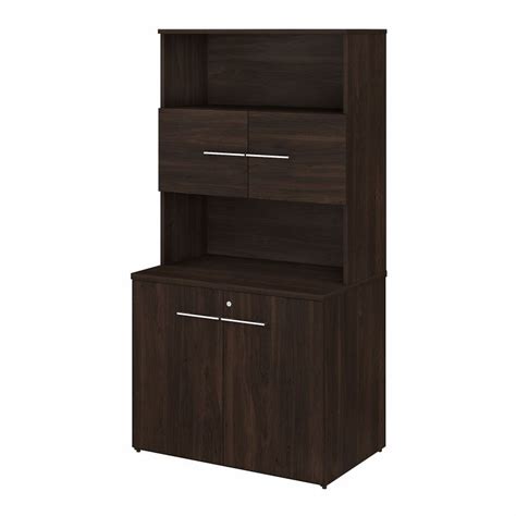 Office 500 36w Tall Storage Cabinet With Doors And Shelves In Black