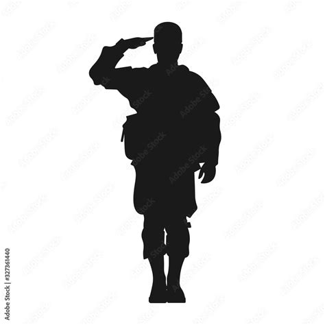 Standing Military Army Soldier Giving Salute Silhouette Sign Or Symbol