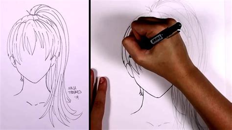 How To Draw Manga Hair Ponytail Girl Mlt Youtube
