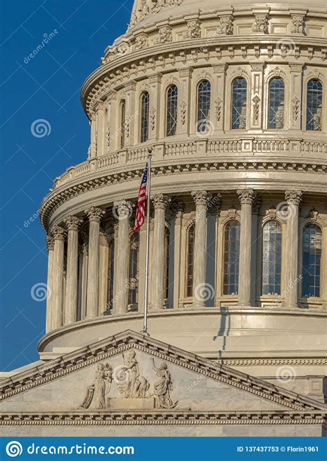 Dome Of The United States Capitol Building In Washington