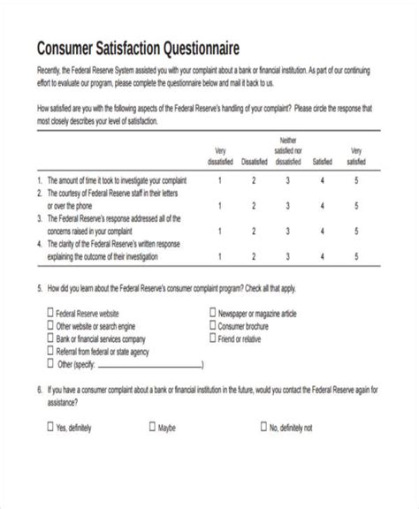 Questionnaire For Customer Satisfaction 7 Examples Format Pdf Tips