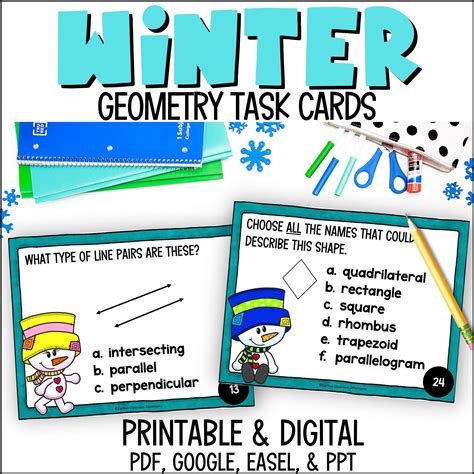 Winter Geometry Task Cards Curious Classroom Adventures