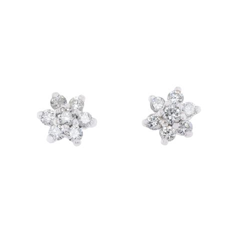 Round Brilliant Diamond Flower Cluster Stud Earrings Dalgleish