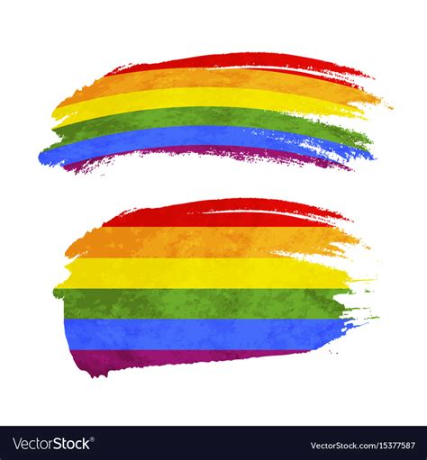 grunge brush stroke with rainbow flag lgbt vector image