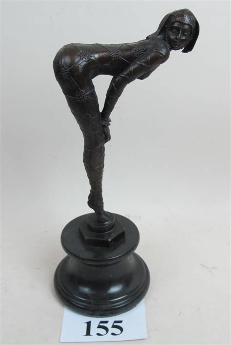 An Art Deco Style Bronzed Sculpture Depicting A Dancing Girl In Erotic