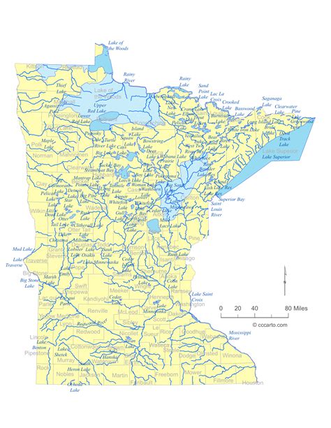 Minnesota Map Of Lakes And Rivers Zip Code Map