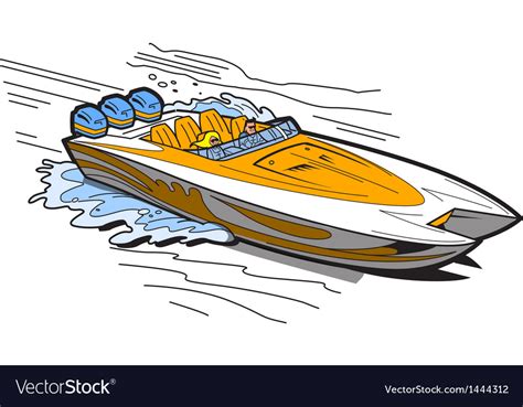 Speedboat On Water Royalty Free Vector Image Vectorstock
