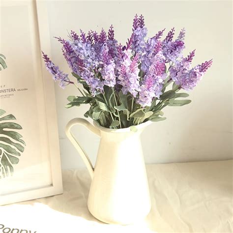 10 heads artificial lavender silk flowers wedding party diy fake flowers arrangement home