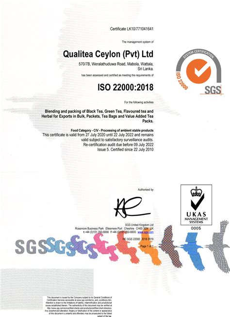 Certifications Qualitea Ceylon Pvt Ltd