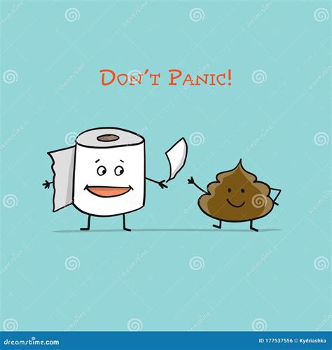 Toilet Paper And Poop Funny Character Isolated For Your Design Stock