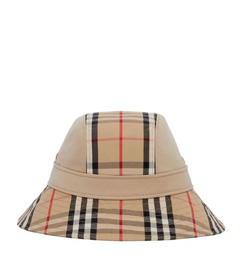 Burberry Neutrals Cotton Gabardine Vintage Check Bucket Hat Harrods Uk