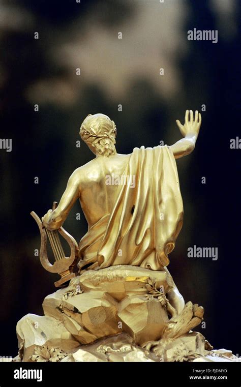 Bronze Figure Of God Apollo On Mount Parnassus With The Harp And Flute