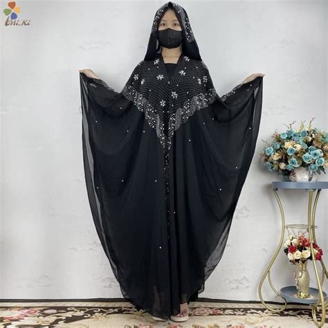 craze open abaya dubai turquie musulman robe À capuche femmes mousseline de soie caftan perles