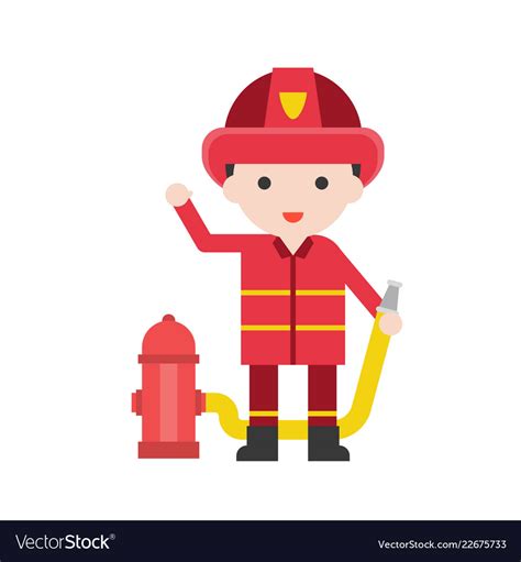 Firefighter Man Set Profession Character Vector Image