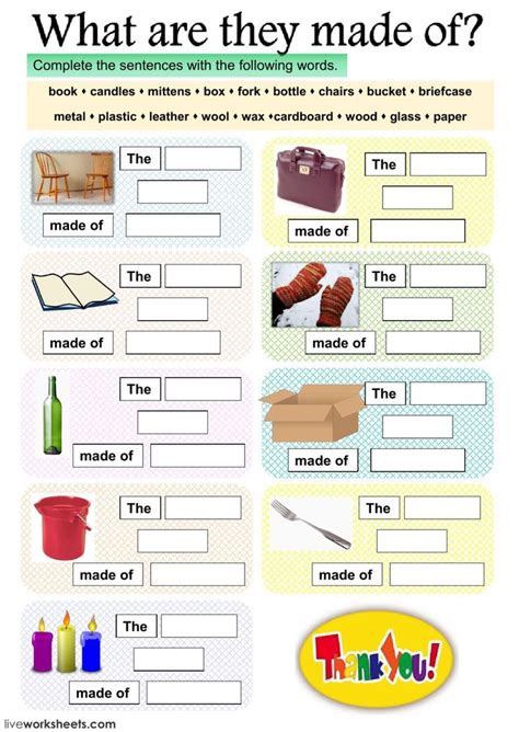 Materials Worksheet Identify What They Re Made Of