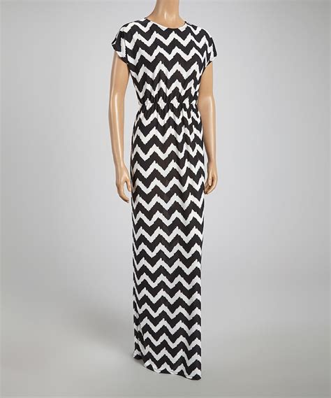 This Black And White Chevron Gathered Maxi Dress By Glam Is Perfect