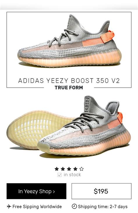 Yeezy Boost 350 V2 True Form Free Shipping Worldwide Shoes Adidas