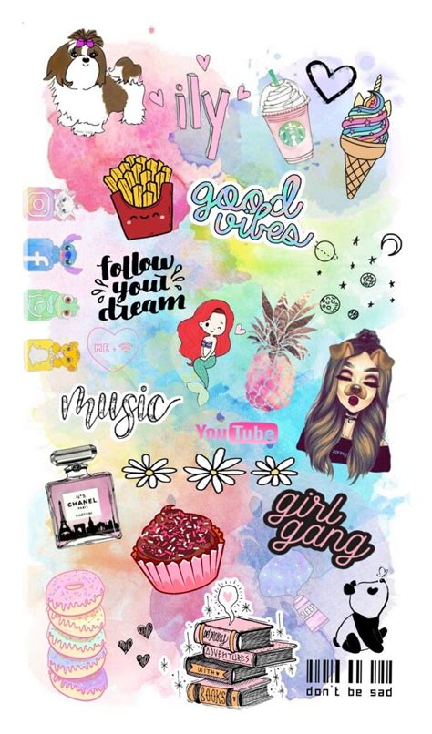 Doodle Girly Wallpaper💝💝 Begirly Pegatinas Bonitas Pegatinas