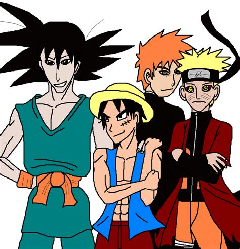 Goku Luffy Ichigo Naruto By Kaiju Borru Zetto On Deviantart