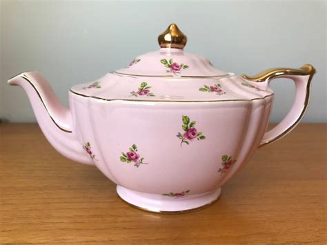 Pink Sadler Teapot With Pink Roses Vintage Rare English Tea Etsy
