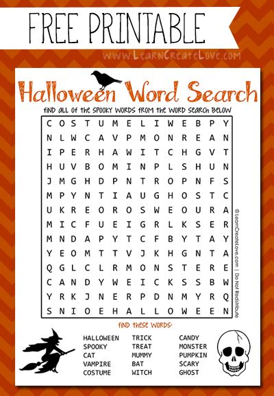 Printable Halloween Word Search Halloween Words
