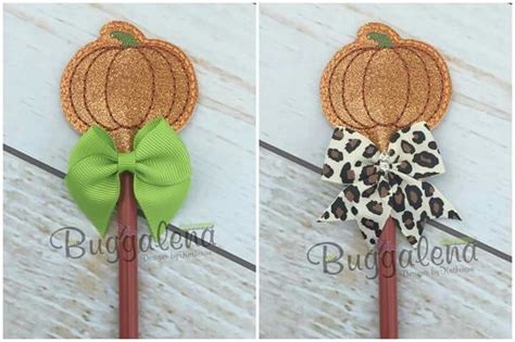 Pumpkin Pencil Toppers Embroidery Designs Fall Halloween