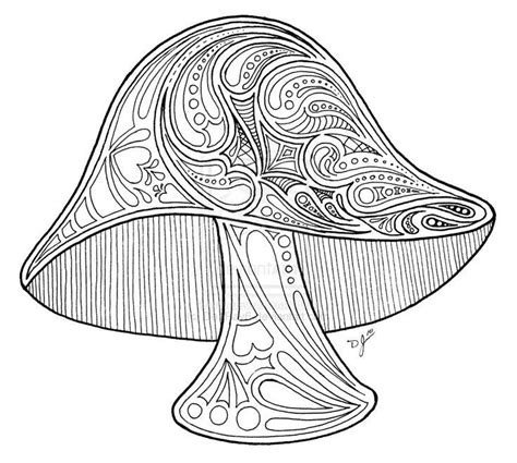 Coloring page with pelican in hibiskus flowers, zentangle illust. Mushroom | Coloring for Adults | Pinterest | Zen and Mushrooms