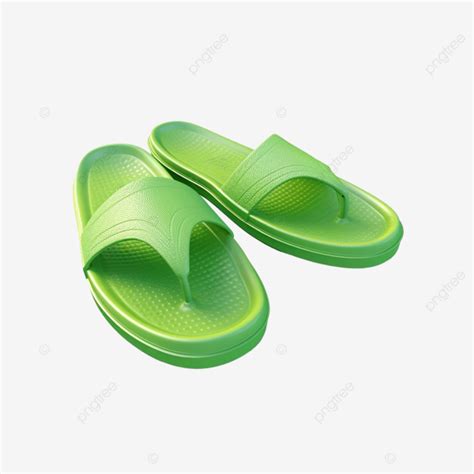 3d Render Green Slippers 3d Rendering Beach Slippers 3d Render Green