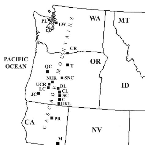 Map Of The Northwestern United States Showing Approximate Locations Of
