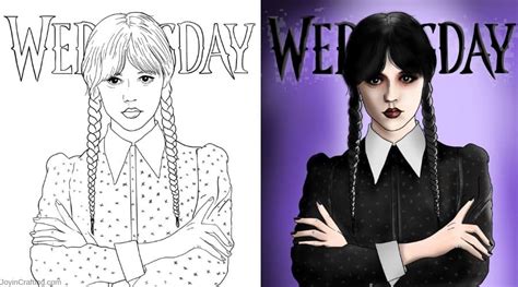 Wednesday Addams Coloring Page Joy In Crafting