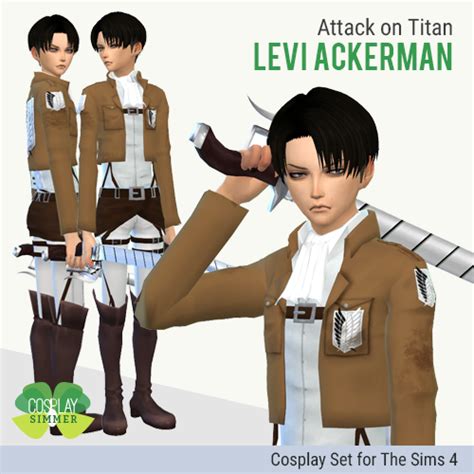 The Sims 4 Aot Levi Ackerman Cosplay Set Sims Sims 4 Levi Ackerman