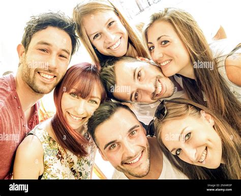 Happy Best Friends Taking Selfie Outdoors With Spring Time Backlighting Friendship And